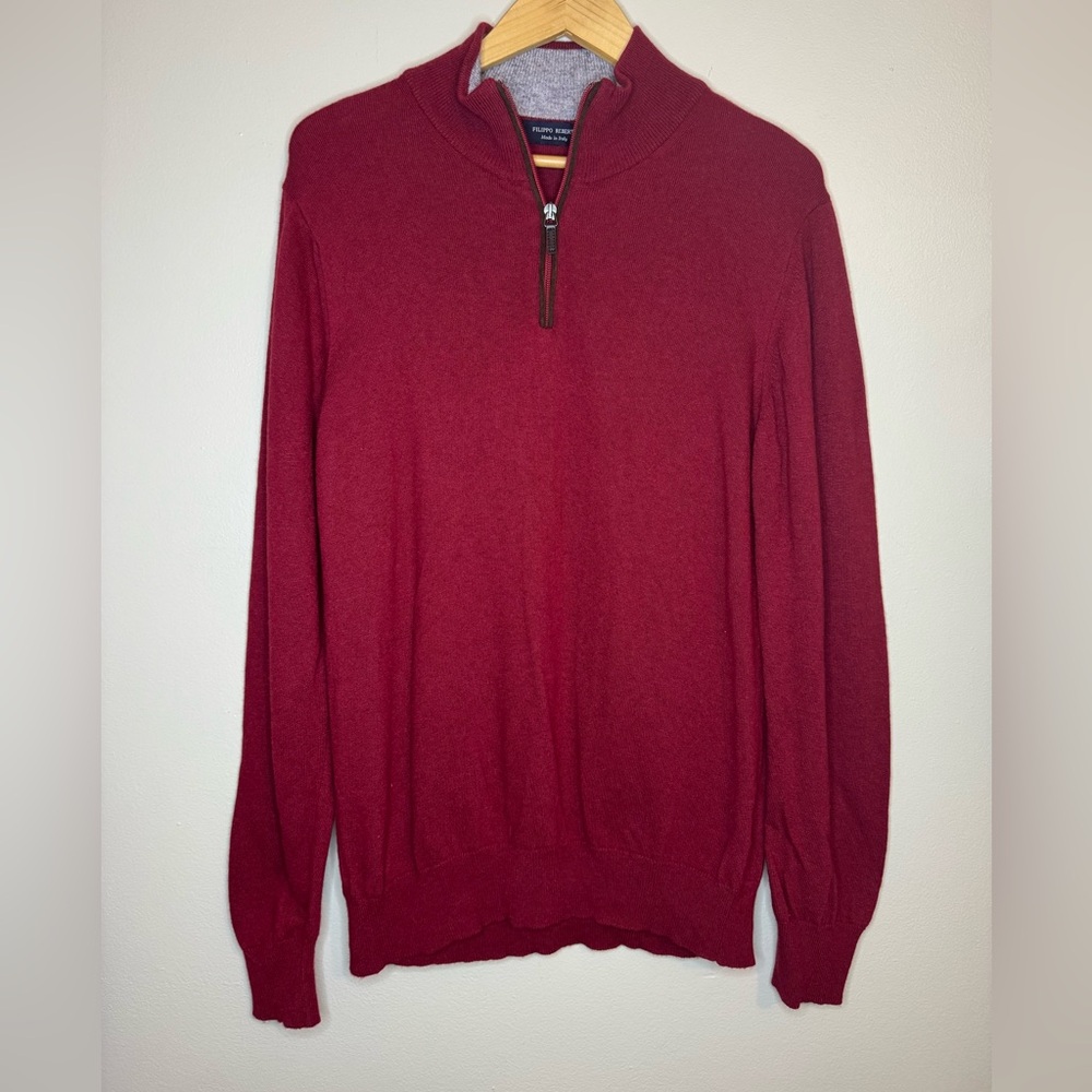 Filippo Riberti Red 1/4 Zip Sweater‎ Wool Cashmere Blend Men’s L